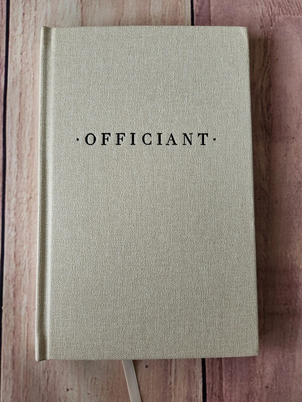 Officiant Book - Cream Canvas Linen Embossed Hard Cover Officiant or Pastor